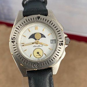 Vintage Eddie Bauer Moon Phase Watch Sports With date at 3 O'clock 2 Tone